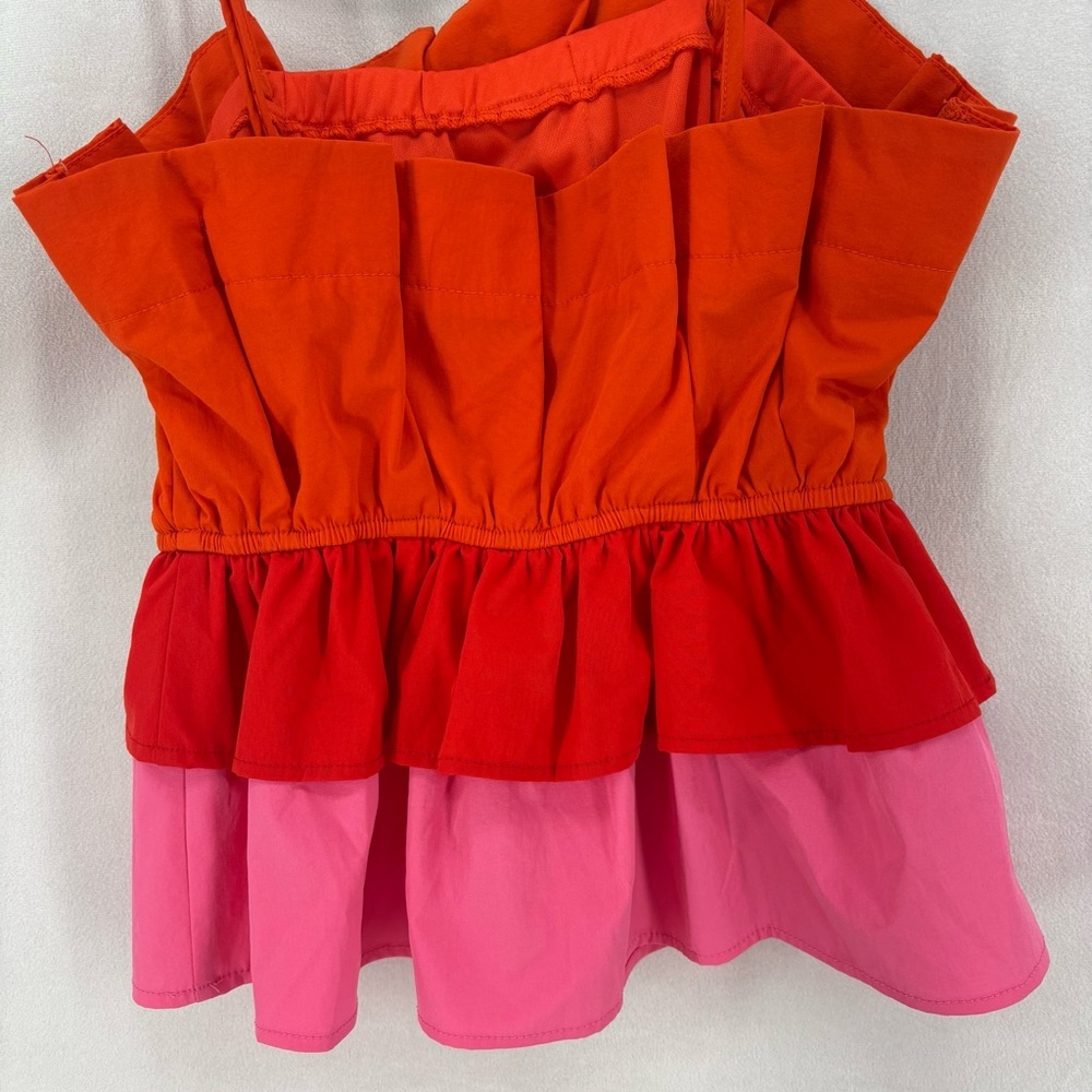 TCEC Colorblock Ruffled Tank Top in Orange and Pink - Picture 5 of 9
